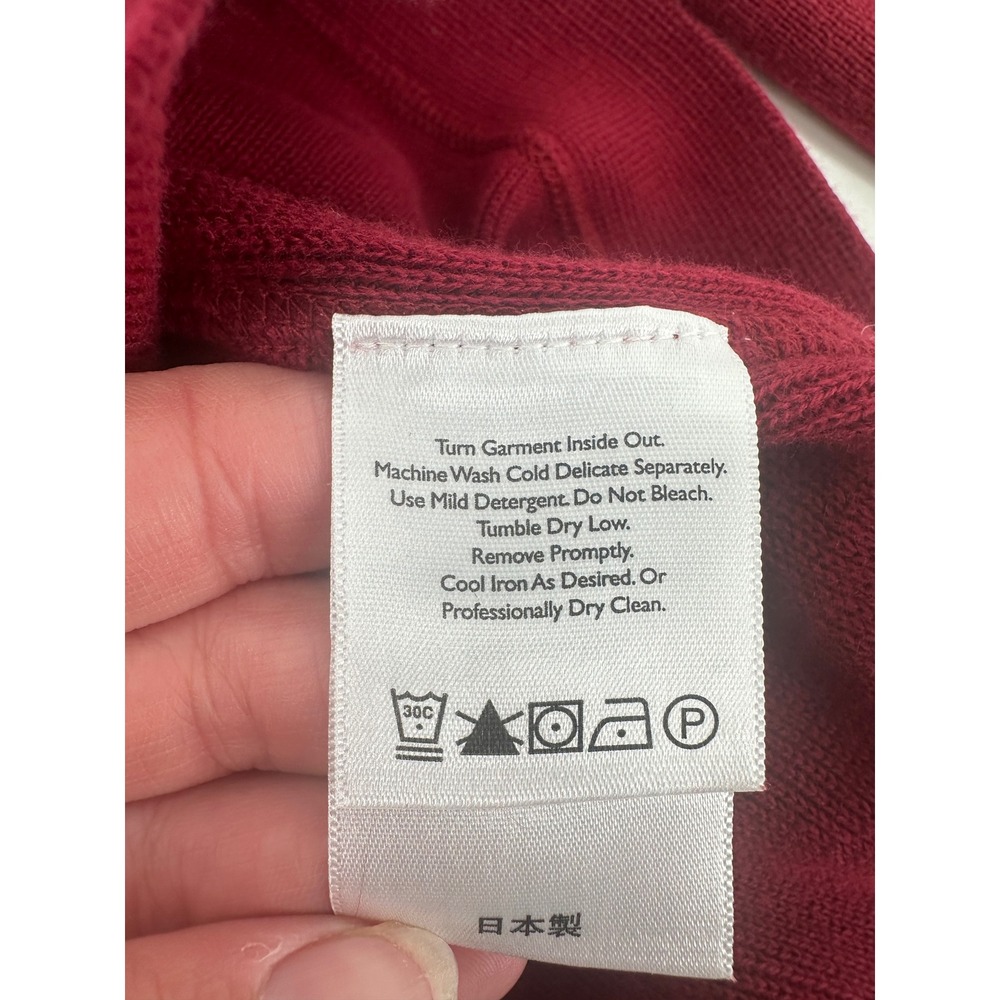 Eddie Bauer Mens Burgundy Red 100% Cotton Crewneck Sweater Size M Made in Japan - Picture 10 of 12